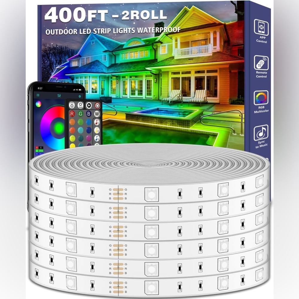 NEW 400ft Outdoor / Indoor LED Strip Lights - Waterproof
Music Sync Adhesive App